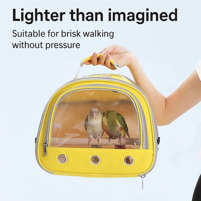 Bird Carrier,Bird Cage Parakeet Parrot Budgie Carrier Backpack for Small Birds, Travel Bird Cages with Perch, Transparent Ventilation Cockatiels, Lightweight Pet Carrier for Outdoor Use(Yellow) yellow - PawsPlanet Australia