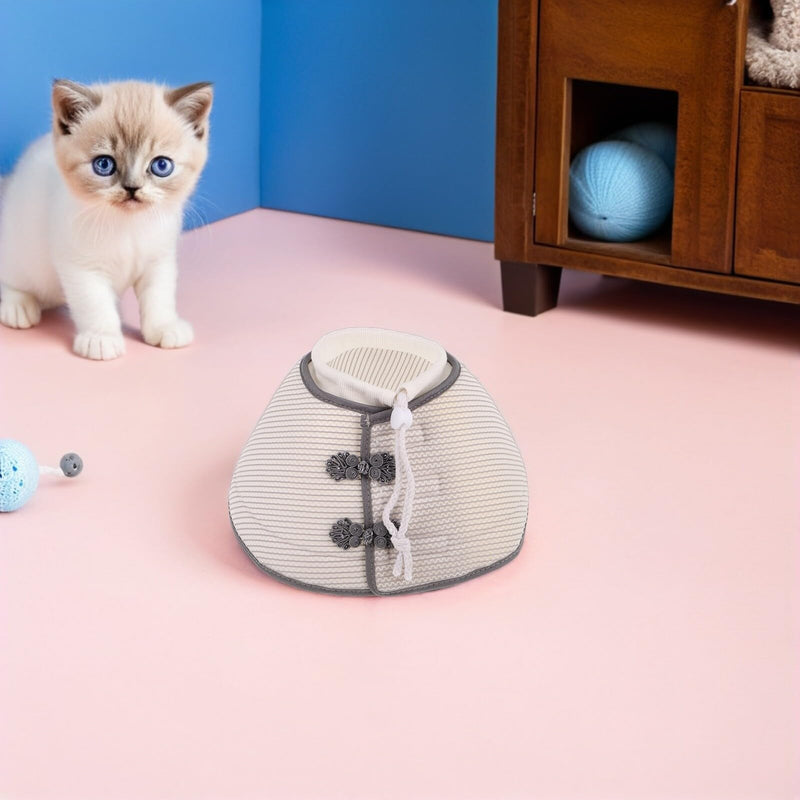 VICASKY Adjustable Elizabethan Pet Neck Collar Soft Breathable Protective Collar for Dogs and Cats Leak and Bite Protection Flexible Recovery Collar with Drawstring Visible