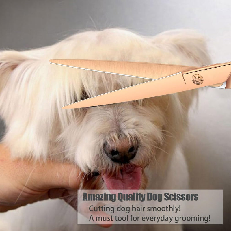 7.5" Dog Grooming Scissors Trimming Cutting Shears Professional for Dog Cat Pet Animal Grooming on Face and Paws Gold Bronze 7.5" Cutter - PawsPlanet Australia