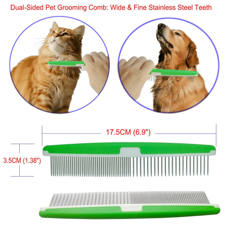 3 Pack,Pet Comb for Dogs & Cats,Double-Side Dematting Combs,Remove Matted & Tangles Fur,Flea Lice Comb,Dog Hair Grooming Brush,Undercoat Shedding Rake,Extra-Wide Deshedding Brush,Reduces Shedding - PawsPlanet Australia