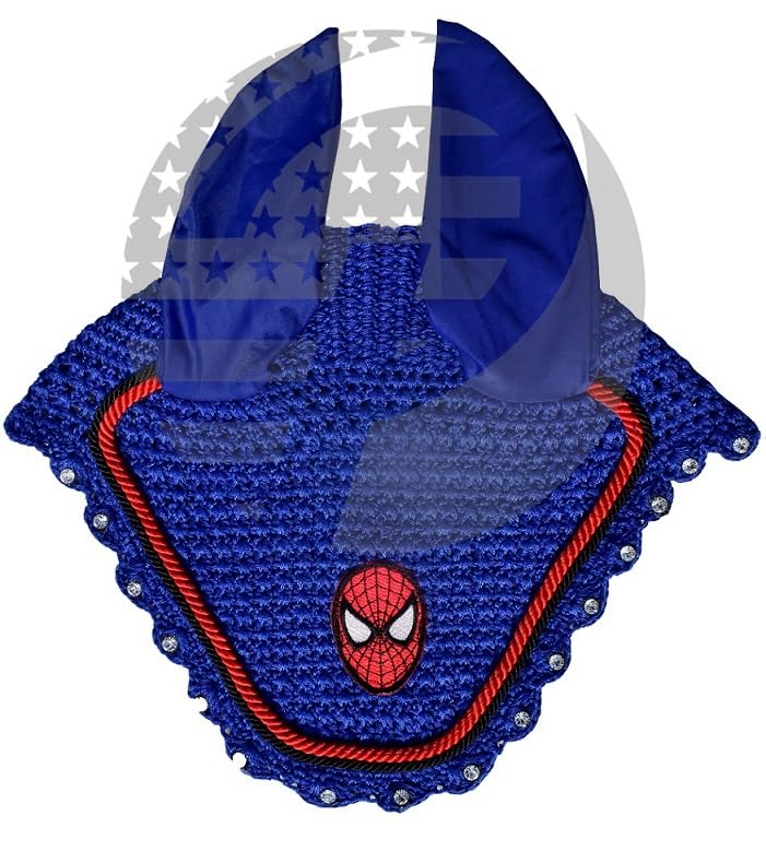 Spider Man Horse Ear Bonnet Fly Veil Crochet Equestrian Bonnet Full/Cob/Pony (COB) COB