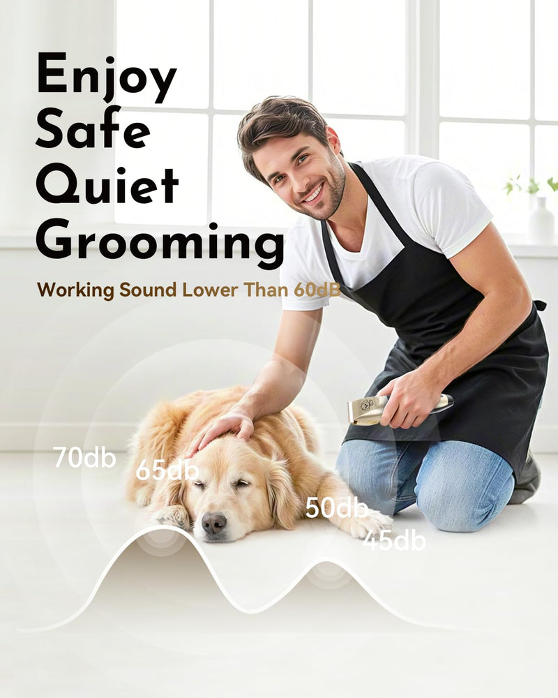 Dog Clippers, Rechargeable Low Noise Cordless Pet Clippers, with 4 Guide Combs and Cleaning Brush Nail Kits 1 Count (Pack of 1)