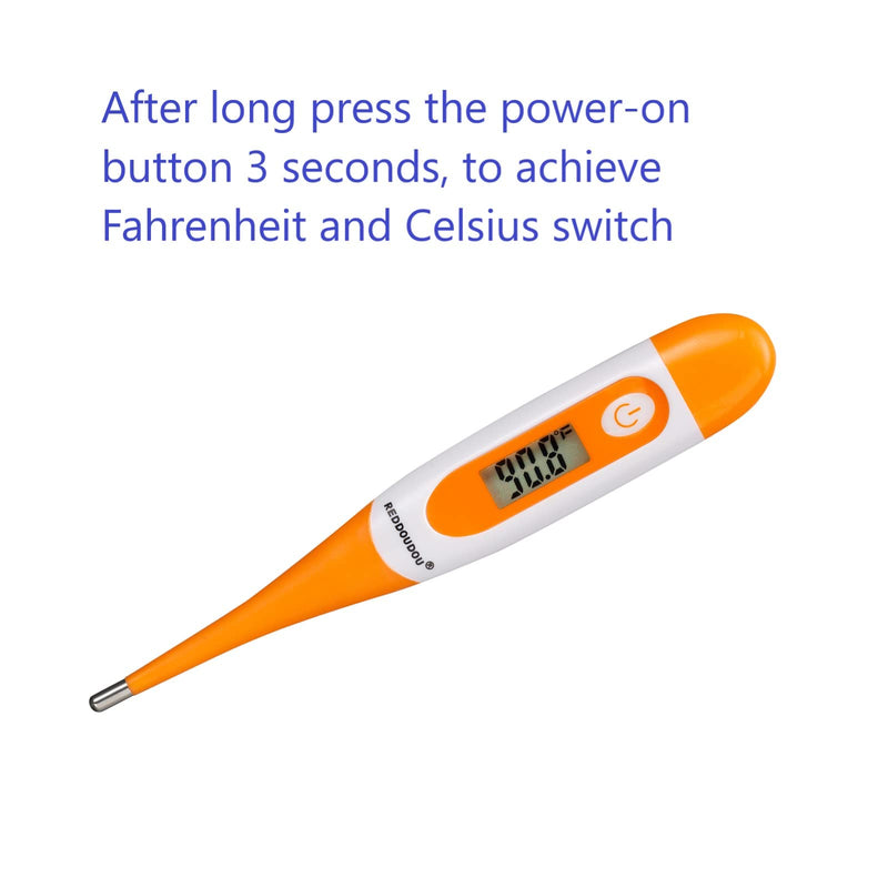 Digital Pet Thermometer for Accurate Fever Detection, Suitable for Cats/Dogs/Horse/Veterinarian, Waterproof Pet Thermometer, Fast and Accurate Measurements in 20 Seconds (Orange) Orange - PawsPlanet Australia