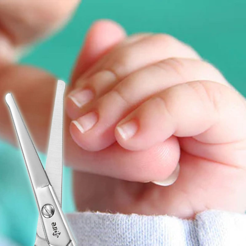 Baby Nail Scissors with Rounded Probe Tip Curved - Stainless Steel 4.5" Good for Dogs and Cats whiskers - PawsPlanet Australia
