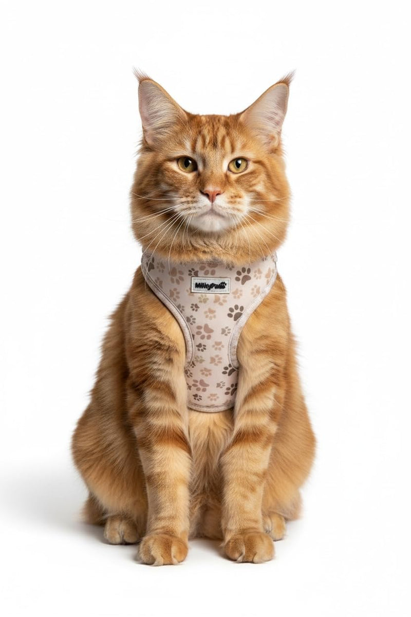 Dog Harness — Soft Adjustable Vest for Small Dogs & Cats, No-Choke, Breathable Mesh, Lightweight, Comfortable Pet Harness Paw Print Medium (12-22 Lb) - PawsPlanet Australia