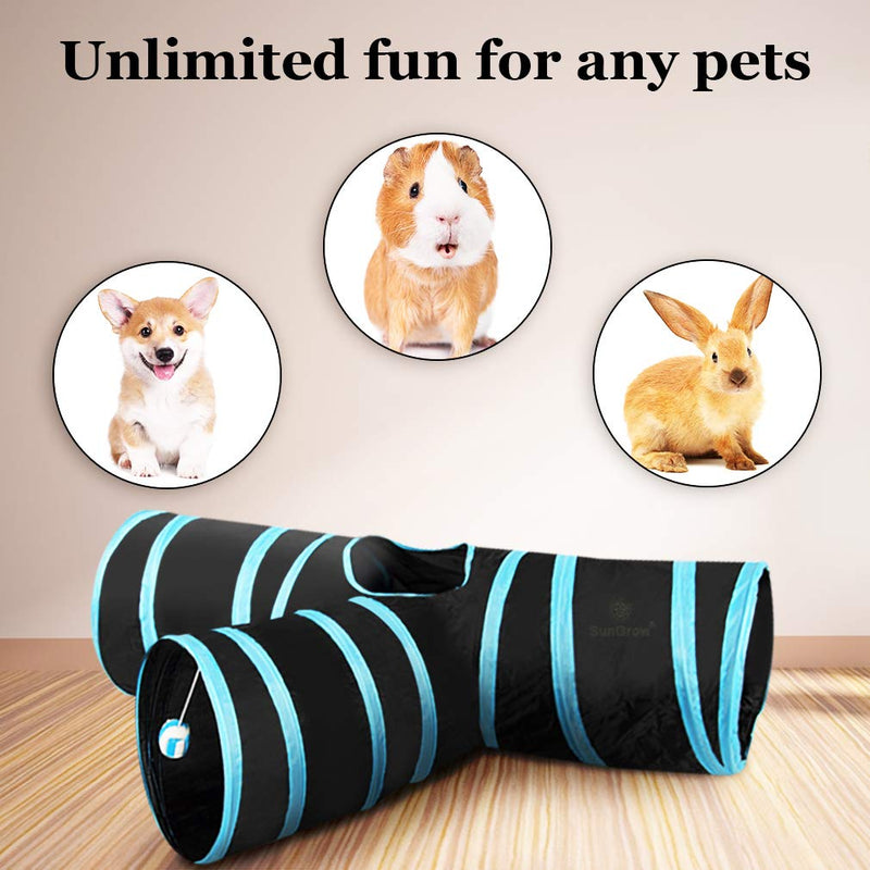 SunGrow 3-Way Ferret & Rabbit Tunnel, Bunny Hideout Activity Tube with Peep Hole and Crinkle Ball, Accessories for Hiding, Resting for Dwarf Rabbits Bunny Kitty Guinea Pig, Turquoise and Black - PawsPlanet Australia