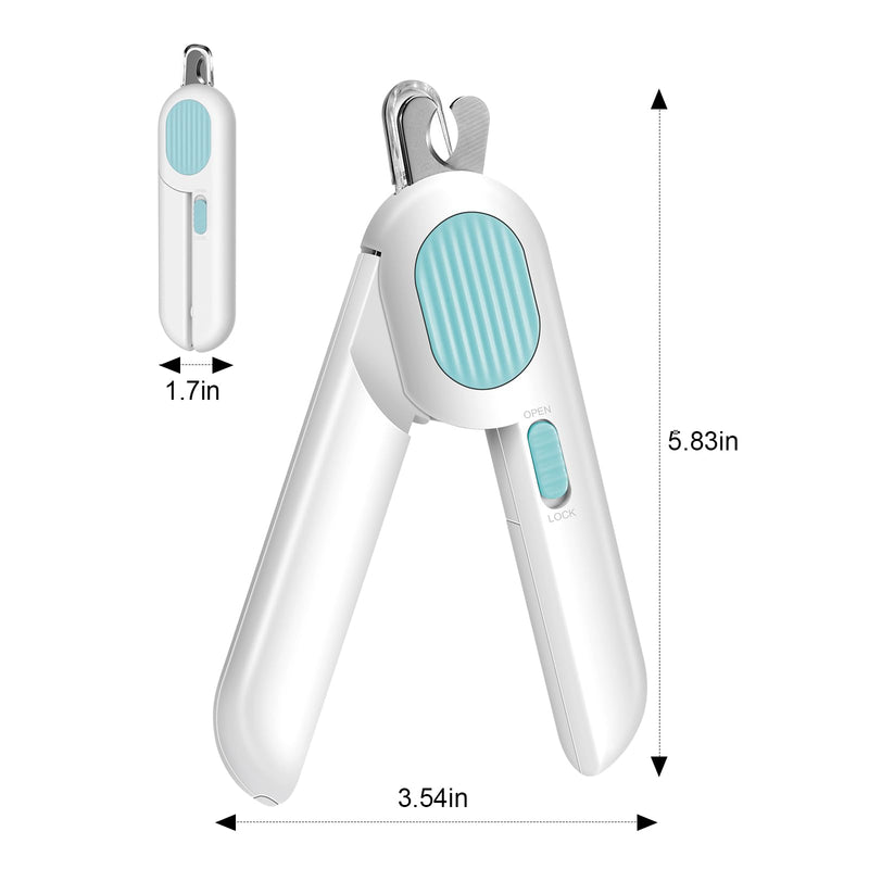 Odoland Cat Nail Clipper with LED Light and Nail File, Dog Claw Trimmer with Bright Light to Avoid Excessive Cutting - Pet Grooming Tool for Tiny Dog Cat Kitten Bunny Rabbit Blue - PawsPlanet Australia