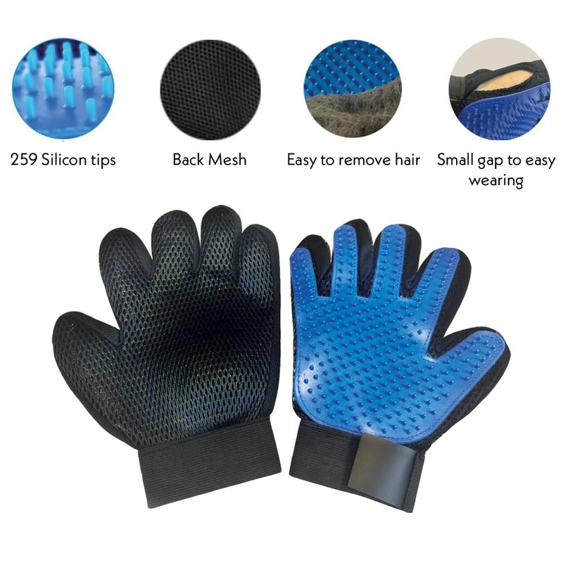Pet Grooming Glove - Efficient Deshedding Brush for Dogs & Cats, Gentle Massaging Tool, Hair Remover for Long & Short Fur, Ideal for Bathing & Grooming, Reusable & Easy to Clean - PawsPlanet Australia