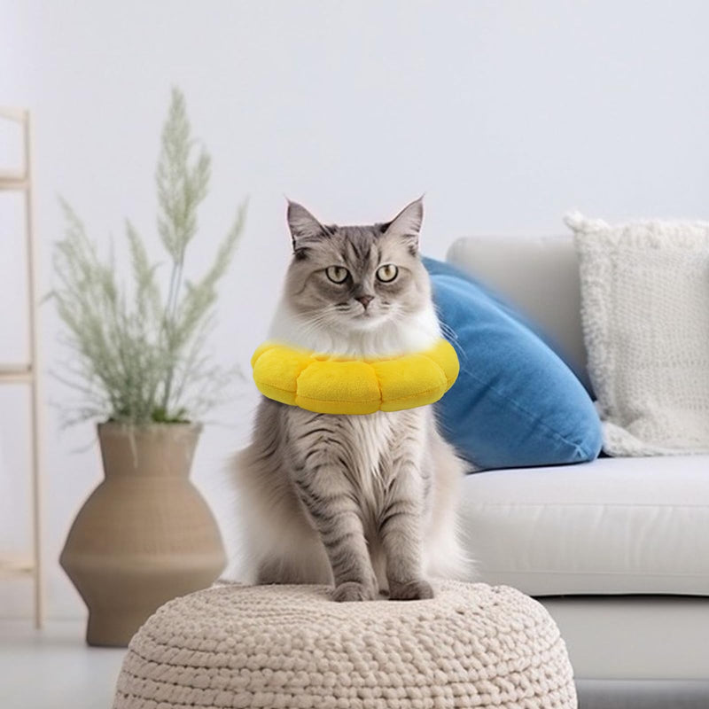 Sunflower Cat Recovery Cone, Adjustable Pet Elizabethan Collar for Cats &Puppy, Soft Cone for Cats After Surgery to Stop Licking, Cat Neck Pillow for Sleeping, Easy to Clean (Yellow, S) Yellow, S - PawsPlanet Australia