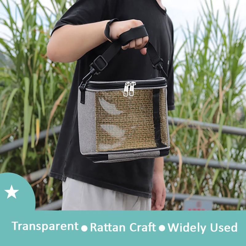FLEXMAN Bird Carrier Bag, Portable Small Bird Travel Cage, Transparent Lightweight Breathable, Two Way Zipper Parrot Travel Cage with Side Pockets for Parrots, Birds, Hamsters, Small Lizards (Grey) Grey