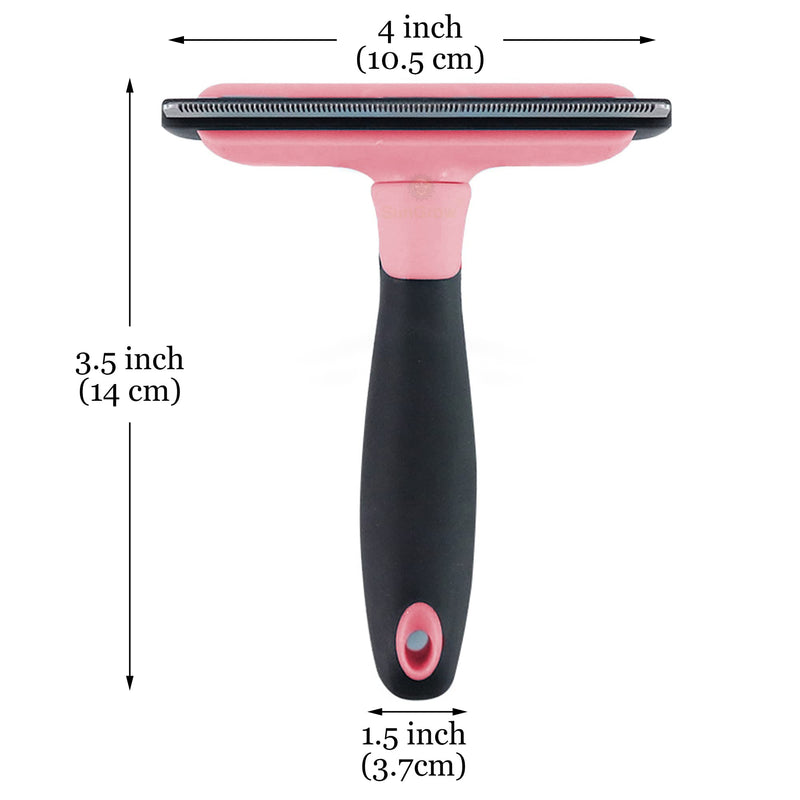 SunGrow Dog and Cat Deshedding Brush, Minimizes Shedding, Enhances Coat Health, Gentle on Skin, Suitable for Rabbits & Ferrets, 4" Steel Blade Pink ( 4” Blade ) - PawsPlanet Australia