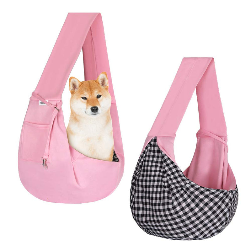 FDJASGY Small Pet Sling Carrier-Hands Free Reversible Pet Papoose Bag Tote Bag with a Pocket Safety Belt Dog Cat for Outdoor Travel Pink - PawsPlanet Australia