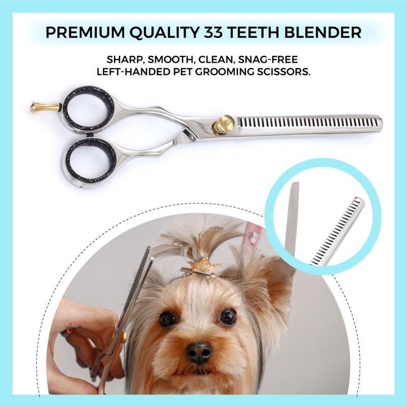 Left-Handed Pet dog Grooming Scissors Set Pro-Grade Curved Shears for Dogs Cats - Precision Crafted Sharp Blades Comfort Grip - Ideal for Cutting Curving Thinning (LH Round Tip Kit) LH Round Tip Kit - PawsPlanet Australia