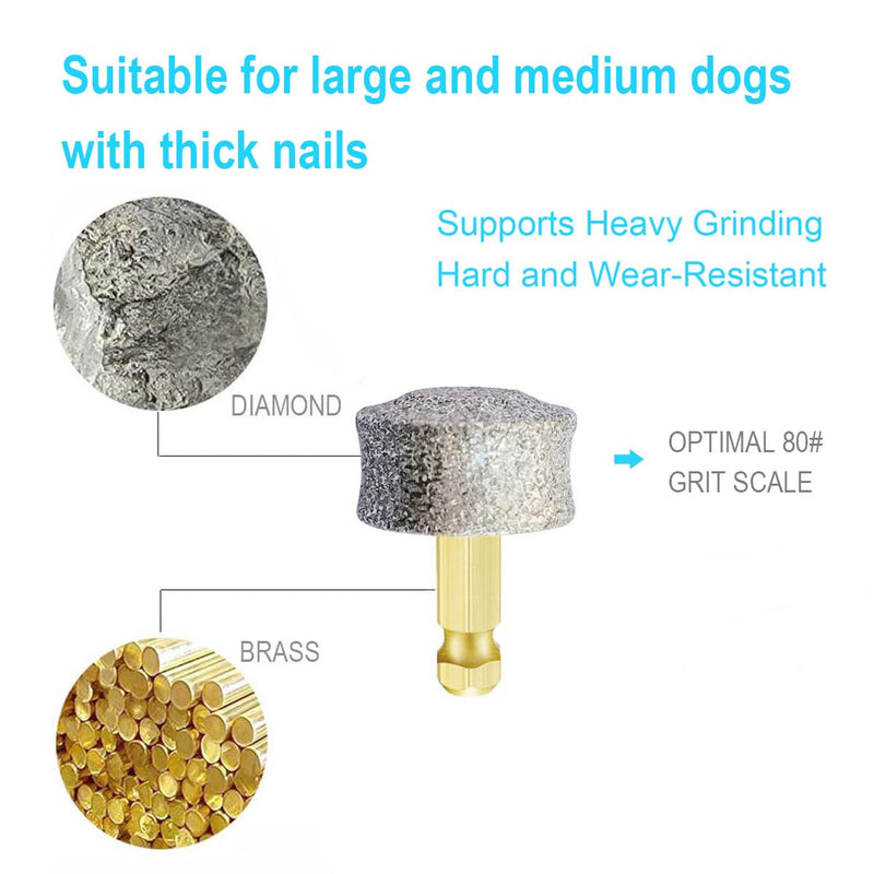 Dog Nail Grinder Replacement Tips/Heads for Casfuy, LuckyTail, Primens and Most Brands' Dog Nail Grinder - Diamond Bits/Wheel for Large Medium Small Dog Nails Care, 2Pack Coarse - PawsPlanet Australia