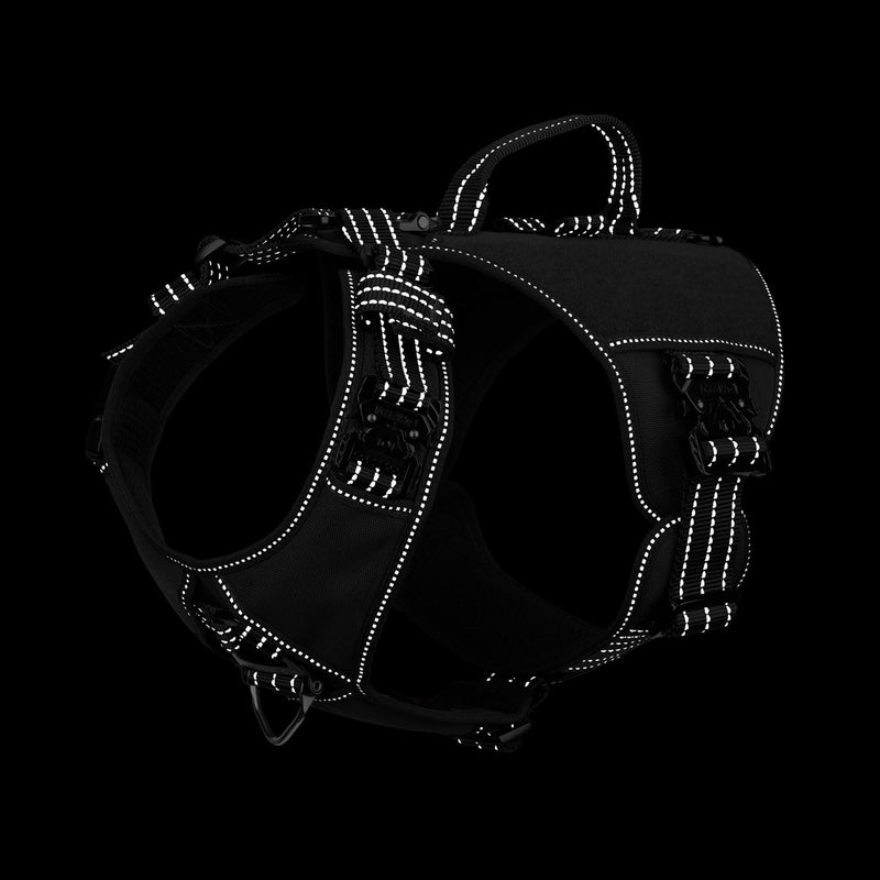 ICEFANG GN8 Tactical Dog Harness with 4X Metal Buckles for Large Sized Dogs,Reflective in Training Walking K9 Vest,No-Pull Front Leash Clip,Adjustable Pet Harness (Black, Large (Pack of 1)) Large (Pack of 1) Black - PawsPlanet Australia