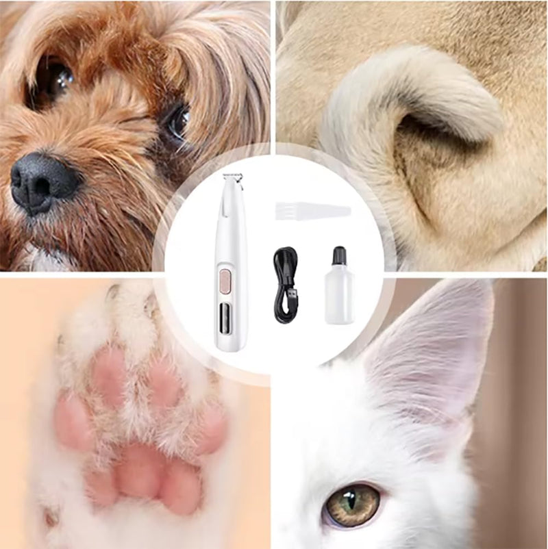 Dog Paw Trimmer, 35 dB Low Noise, 18 mm Widen Blade, LED Display, Rechargeable, Waterproof, Clipper for Dogs and Cats White - PawsPlanet Australia