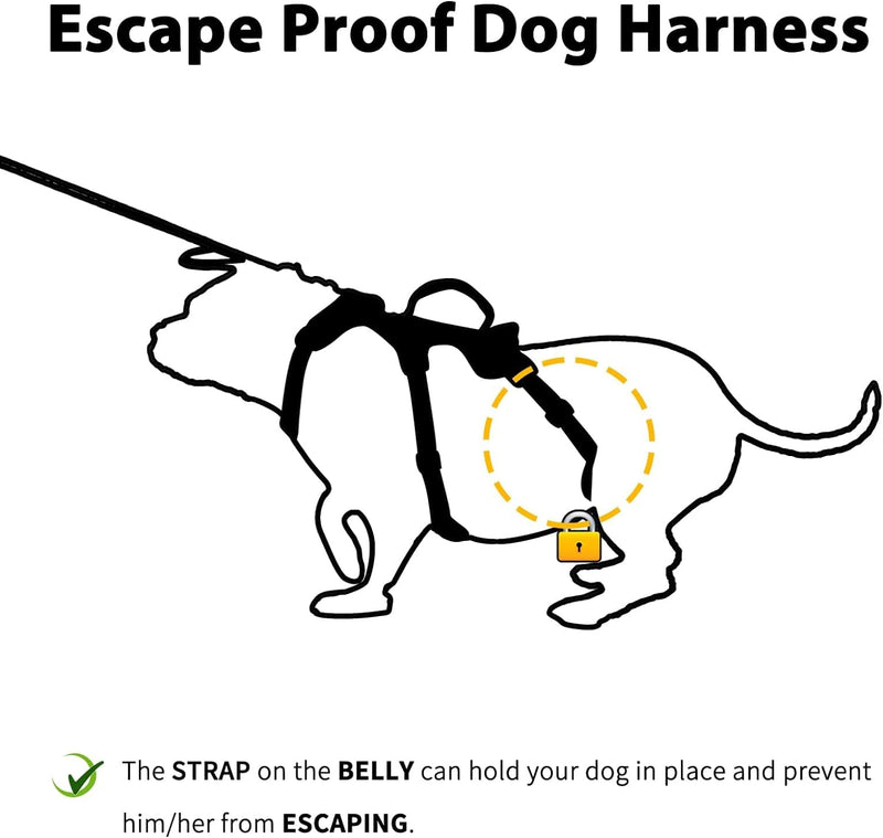 Huntboo Escape Proof Dog Harness Medium, Anti-Pull Dog Harness with Handle, Breathable, Adjustable Dog Harness Small, Reflective Harnesses for Large Dogs Outdoor, Walking, Training（Black, L） Large(Pack of 1) Black - PawsPlanet Australia