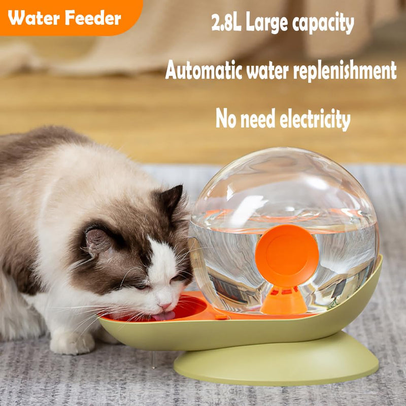 Water Dispenser for Cats and Dogs, 2.8 L Automatic Gravity Pet Drinking Fountain with Filter, Drinker, Self Feeding Station, High Volume (Pink, L) Pink