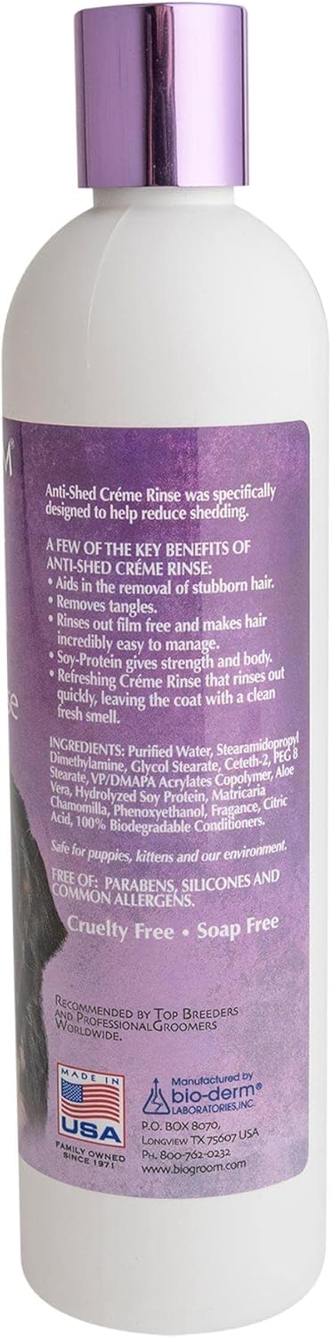 Bio-Groom Anti-Shed Deshedding Dog Conditioner - Odor Eliminating, Anti-Shedding, Dog Bathing Supplies, Puppy Wash, Cat & Dog Grooming Supplies, Cruelty-Free, Made in USA - 12 fl oz 1-Pack 12 oz - PawsPlanet Australia
