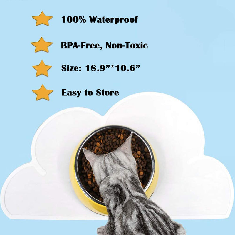 Love Dream Silicone Pet Feeding Food Mat Dog Cat Placemat Mat with Raised Edge, Anti-Slip Waterproof Pet Bowl Mats Pet Food Tray (White) White - PawsPlanet Australia