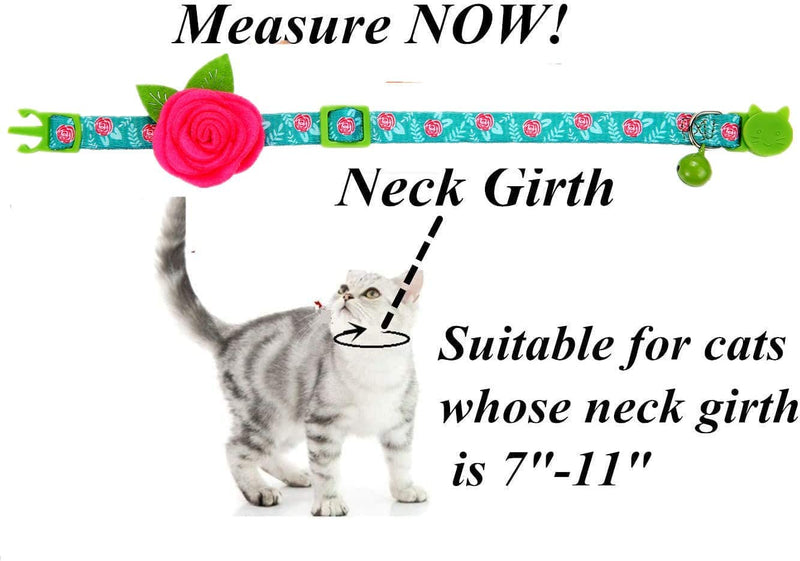 Cat Collar Breakaway with Bells, 3 Pack Small Dog Collar with Flower Charms