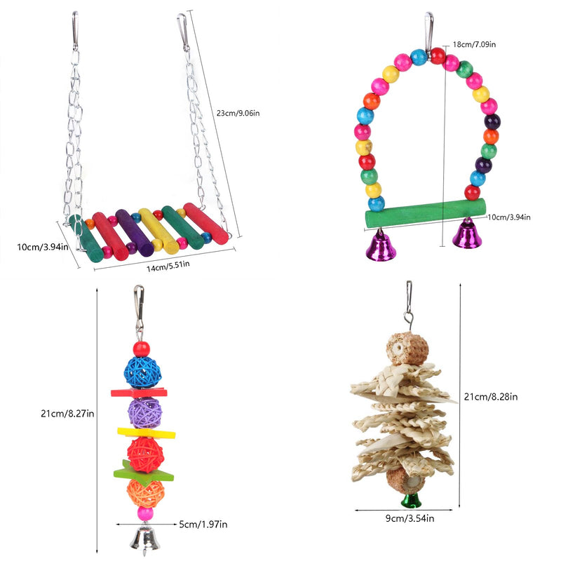 Bird Toys, Hanging Standing Hammock Swing Climbing Ladder Perch Bird Cage Toys for Cockatiel Budgerigar Conure Mynah Love Birds Finches