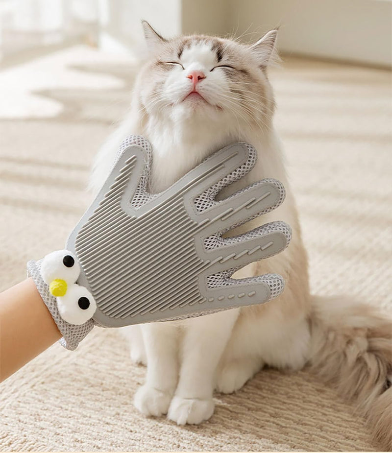 2 in 1 Pet Grooming Gloves for Dogs & Cats, Pet Fur Remover Glove, Grooming Brush for Shedding, Massage, Hair Remover Mitt, Fur Cleaner for Couch, Clothes,Carpet -1 Piece (Gray) Gray - PawsPlanet Australia