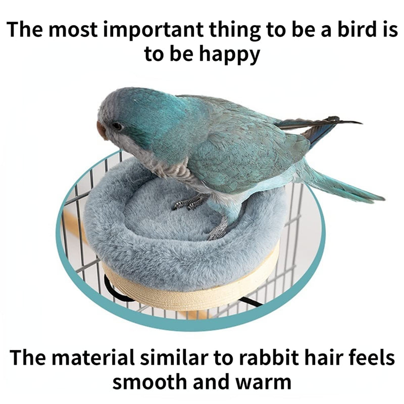 Bird Perch Stand Platform with Warm Cotton Cushion, Wood Parrot Perch for Pet Parrot, Budgies, Parakeet, Cockatiels, Conure, Lovebirds, Rat, Mouse Cage (Small, Grey) - PawsPlanet Australia