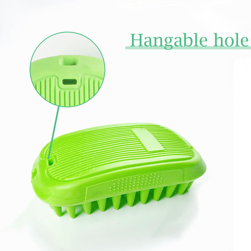 Dog Bath Brush, Pet Silicone Shampoo Brush, Rubber Shower Wash Curry Brush for Short Long Haired Dogs Cats Shedding Grooming and Massage, Pet Rubber Brush Removes Loose & Shed Fur Green - PawsPlanet Australia
