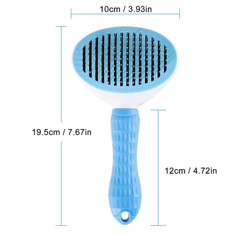 Alihoo Cat Brush Undercoat Dog Brush Soft Brush for Long Hair Universal Care Brush Automatic Cleaning Pet Brush Comb (Blue) - PawsPlanet Australia
