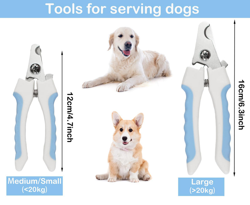 5Pcs Dogs and Cats Grooming Nail Clippers Kit Pet Claws Nail Clipper Trimmers, with Protective Guard Lock to Avoid Over Cutting, Professional Trimmers for Large and Small Cat and Dog (Blue) Blue - PawsPlanet Australia