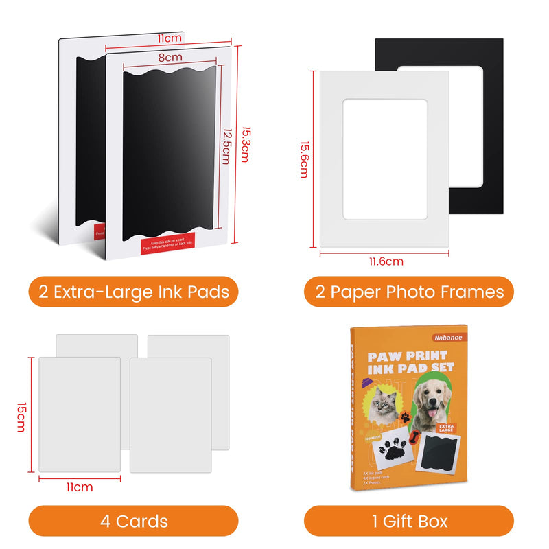 Nabance Paw Print Kit, Dog Nose Print Kit, No Mess Paw Print Stamp Pad for Dogs & Cats, 8Pcs Pet Paw Print Impression Kit with Photo Frames, Clean Touch Ink Pads, Nose Print Stamp Pad for Dogs Black 2-Pack, Large - PawsPlanet Australia