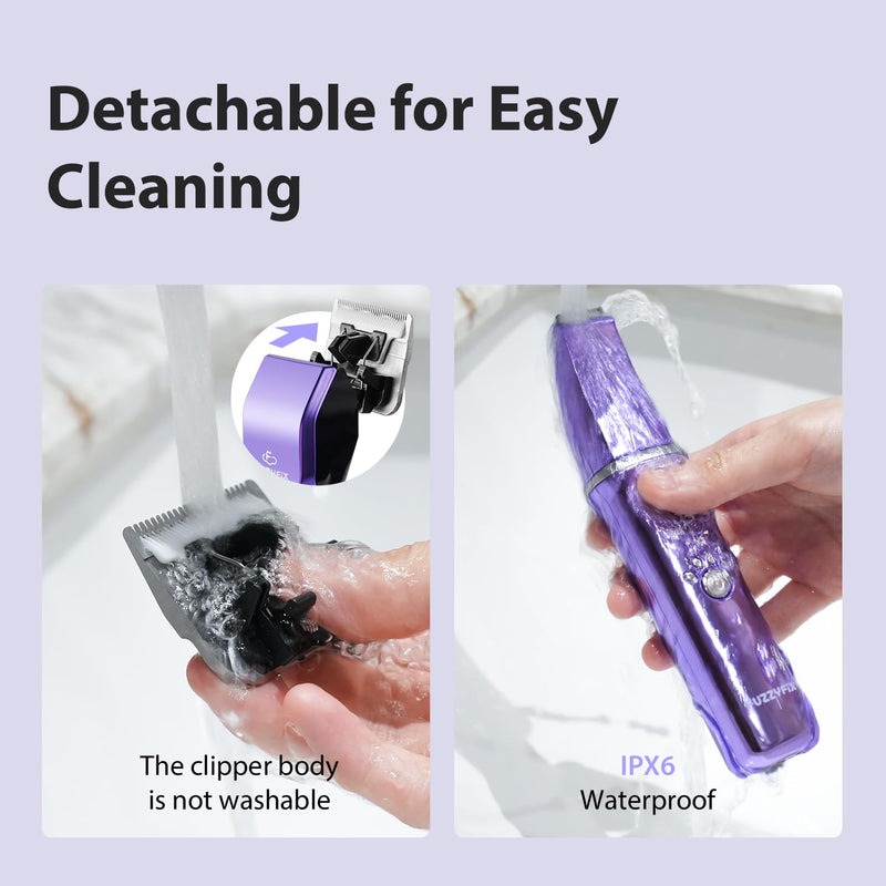 Dog Grooming Kit, Dog Clippers for Grooming for Thick Curly Coats, Professional Pet Hair Shaver Paw Trimmer Cordless Rechargeable Low Noise for Dogs Cats Animals Face Ear Purple