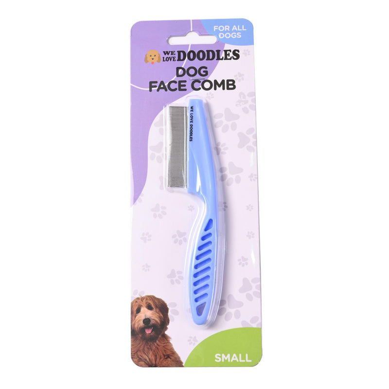 Dog Face Comb, Flea Comb for Dogs, Fine Tooth Tearstain Remover Metal Comb, Removes Crust, Mucus, and Stains, Face Brush for Poodles & Other Breeds, Grooming Brush for Pets, Small [We Love Doodles]