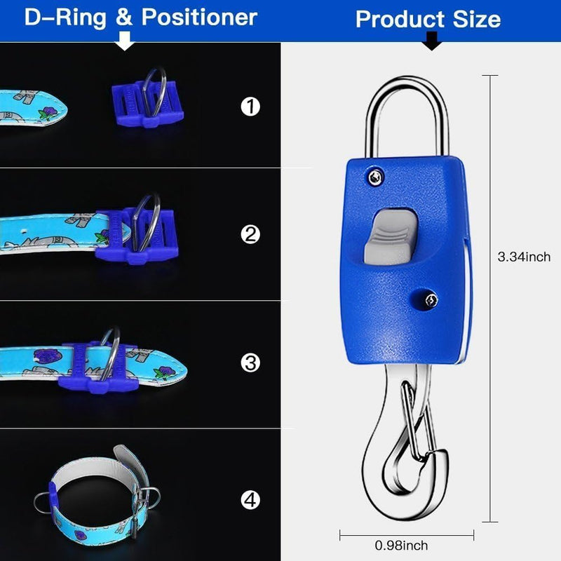 Dog Collar Leash Connector, Stainless Steel Puppy Dog Cat Collar Lead Rope Leash Connector Buckle Pet Supplies for Traction Rope Harnesses Collar for Outdoor Walking Blue