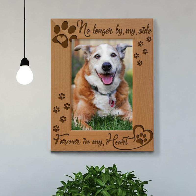 KATE POSH No Longer by my Side, Forever in my Heart Wood Picture Frame. Pet Memorial for Dog or Cat. (4x6-Vertical) 4x6-Vertical - PawsPlanet Australia