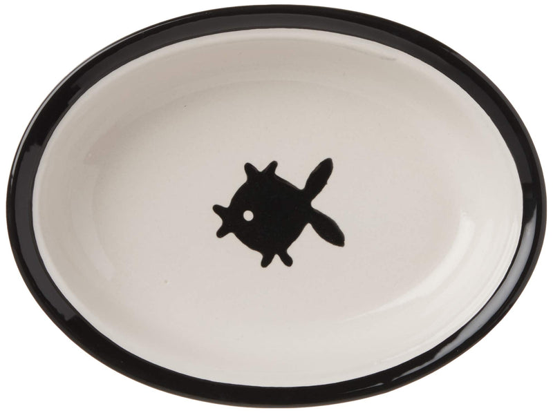 PetRageous 10070 Oval City Pets Stoneware Cat Bowl 6.25-Inch Wide and 1.5-Inch Tall Saucer with 1-Cup Capacity and Dishwasher and Microwave Safe is Great for Cats, Black and Brown