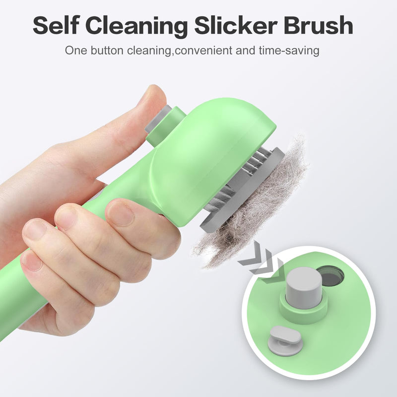 Self-Cleaning Electric Cat and Dog Grooming Brush With Wash-Free Essence - Removes Static Flying Hair, Easy To Clean Steam Brush for Pets light green