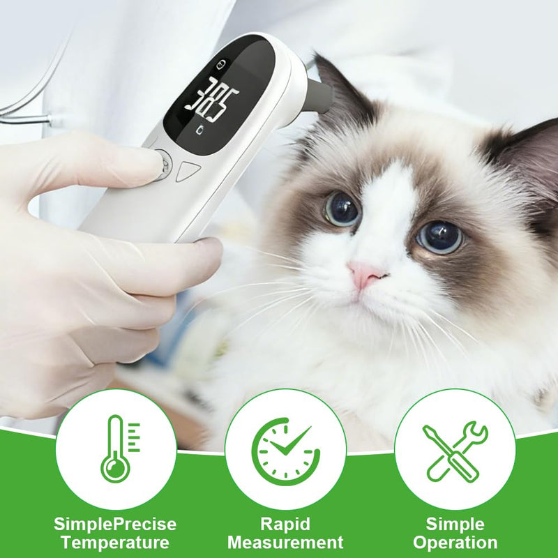 Dog Ear Temperature Monitor, Thermometer for Dogs and Cats, Digital Pet Thermometer with LED Display, Portable Ear Thermometer for Dogs, Cats and Animals, Quick and Accurate