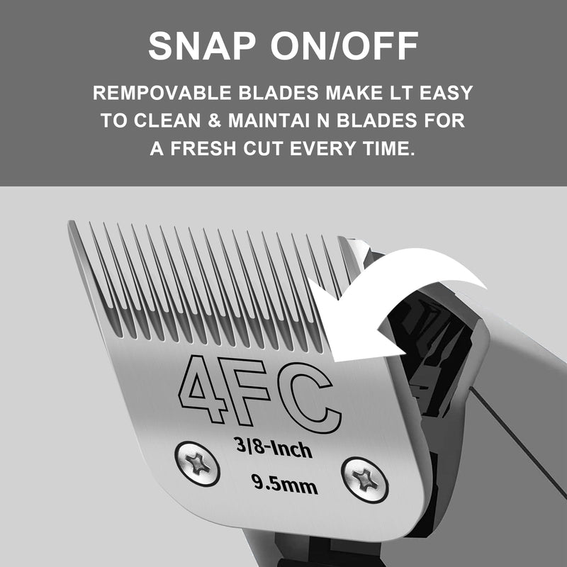 4FC Detachable Pet Clipper Replacement Blades Compatible with Andis/Oster A5/Wahl KM10 Series Dog Clipper,Made of Ceramic Blade & Stainless Steel Blade,Size 4FC Cut Length 3/8-Inch（2 Pack） 4FC-2 - PawsPlanet Australia