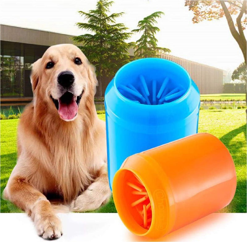 JJMax Dog Paw Handheld Cleaner Gentle Dirt and Mud Remover (Medium (Medium Breeds), Orange) - PawsPlanet Australia