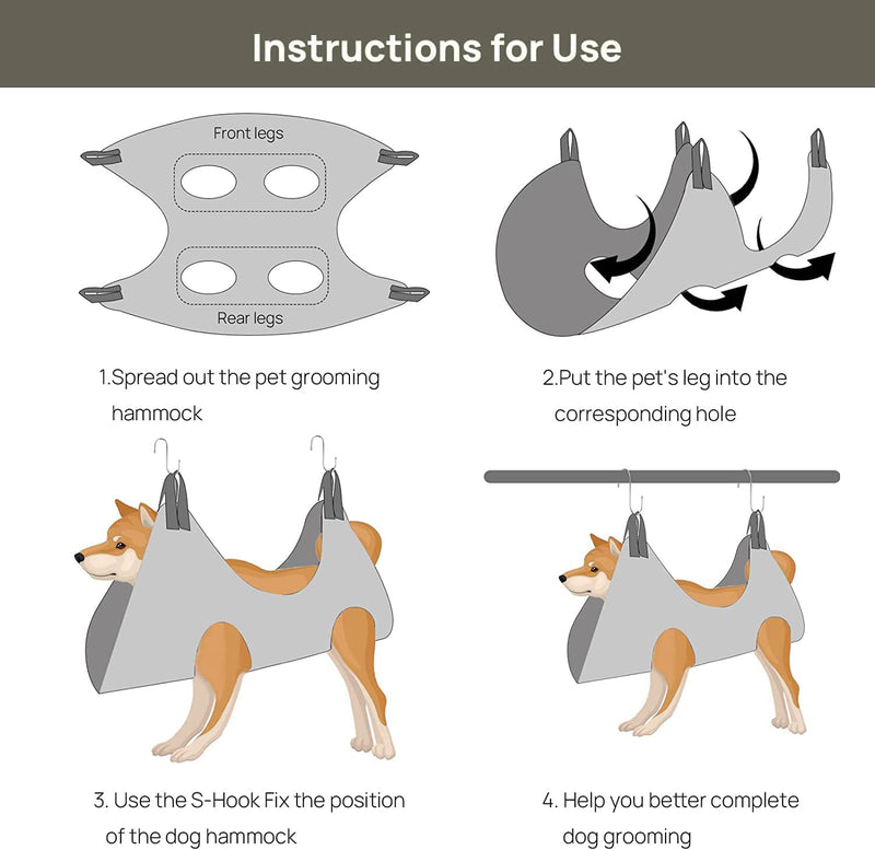 FEEGO Pet Grooming Hammock for Dogs & Cats, Pet Grooming Hammock, Pet Grooming Sling, Dog Grooming Harness, Restraint Bag, Helper, Pet Nail Clip Bag for Grooming, Nail Cutting (M (10-12), Dark Green) M (10-12) inch - PawsPlanet Australia