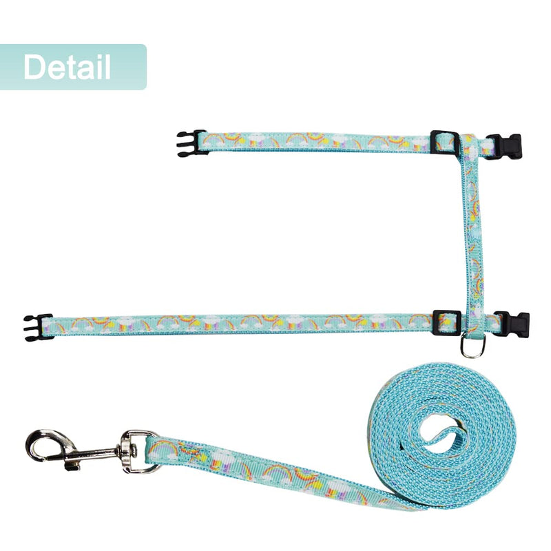 Cat Harness and Leash Set Escape Proof Soft Nylon Adjustable Kitten Vest Harness for Walking Small Medium Large Cats Rainbow Pattern Medium M Blue - PawsPlanet Australia