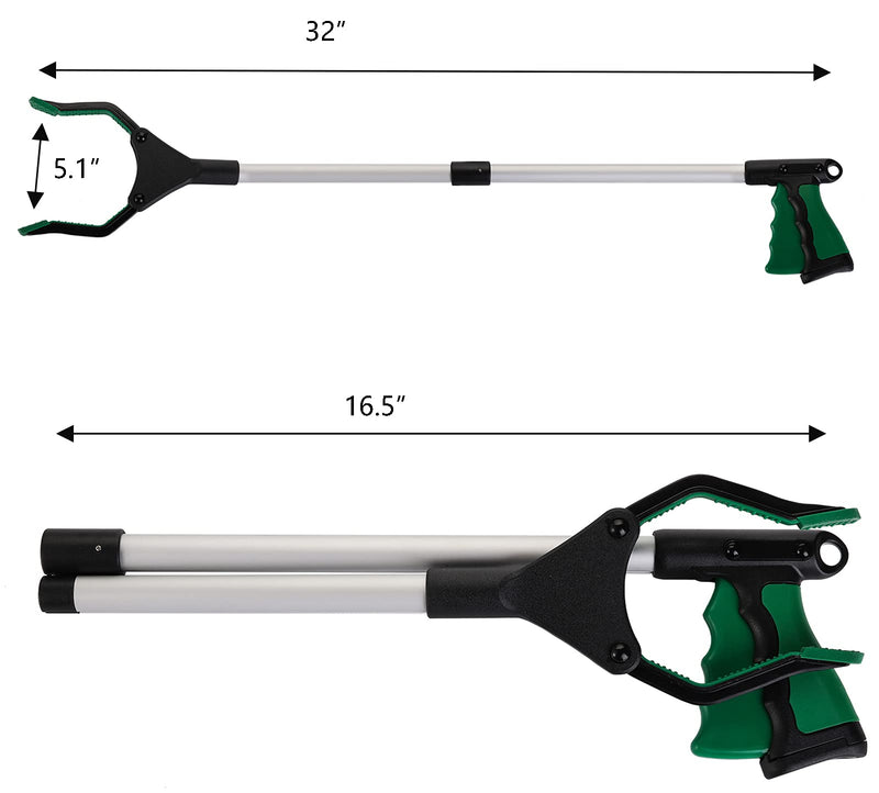 TOPZEA 3 Pack Grabber Reacher Tool for Elderly, 32 Inch Foldable Trash Pick Up Stick Grabbers Picker Upper, Long Claw Grabber Pickup Tool for Garbage, Mobility Aid Reaching Assist Tool, Garden Gripper - PawsPlanet Australia