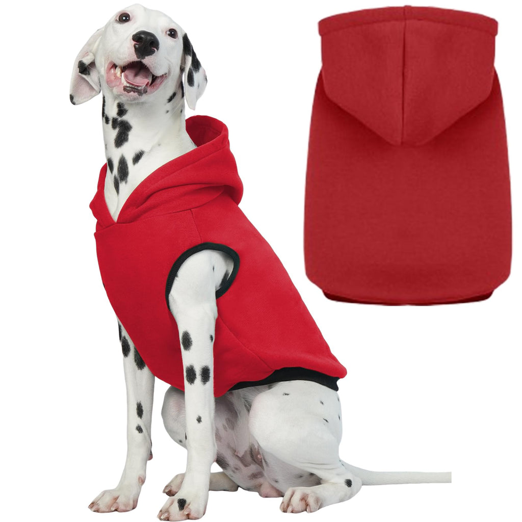 ROZKITCH Dog Hoodie,Winter Dog Fleece Sweaters Pet Warm Sweatshirt Pet Pullover Dog Clothes with Leash Hole Soft Warm Christmas Outfit Puppy Vest for Medium Dogs French Bulldog Clothes Red M M(Chest: 22"-25"; Back:13.7")