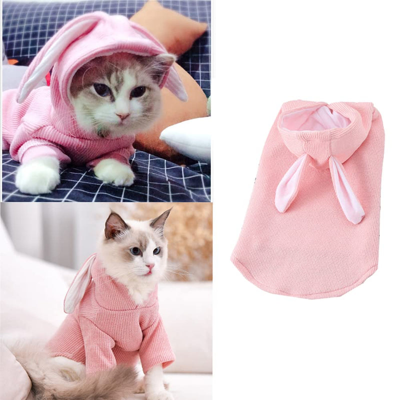 ANIAC Dog Hoodies Sweatshirt with Bunny Ears Spring Puppy Clothes for Small Dog Girl Boy Soft Doggy Sweater Cat Apparel Pet Clothing for Kitten Pomeranian Chihuahua(X-Small, Pink) X-Small (1.5-2.5 lbs)