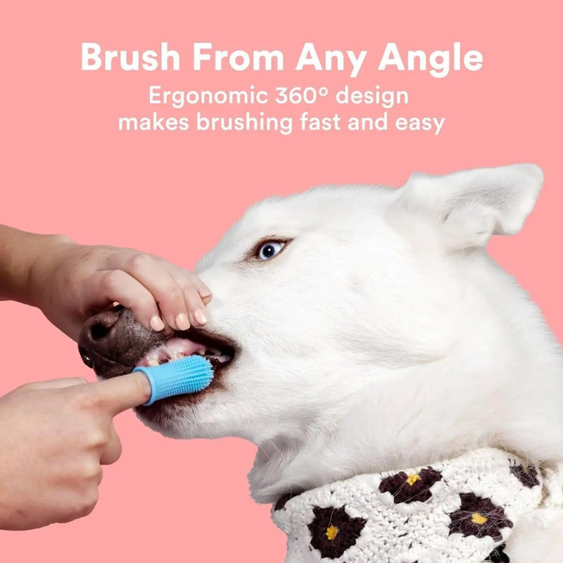 Pack of 4 Dog Toothbrushes, 360º Pets Teeth Cleaning Toothbrush for Dogs Cats, Silicone Finger Toothbrush, Dog, Finger Toothbrush, Reusable, Dog Dental Care Teeth Cleaning
