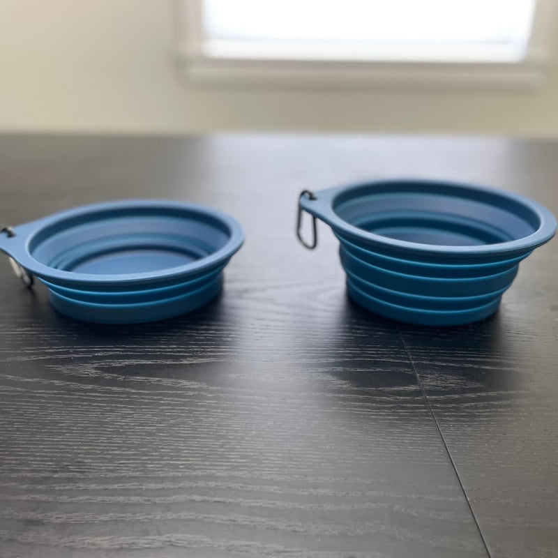 Tito's Closet Dog Food and Water Bowl Set - 2 Pack Dog Travel Bowls with Dog Food Bowl Slow Feed and Water Bowl, Rimless Design, Silicone Slow Feeder and Water Bowl, Dog Travel Bowl, 20 Ounces - Blue - PawsPlanet Australia