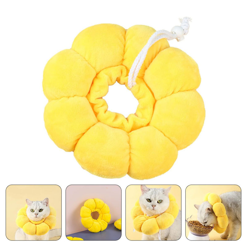 STOBAZA Pet Collar made of PP Cotton, Lightweight and Protective Surgical Recovery Collar for Cats and Dogs, Yellow Cone-Shaped Protective Collar for Healing