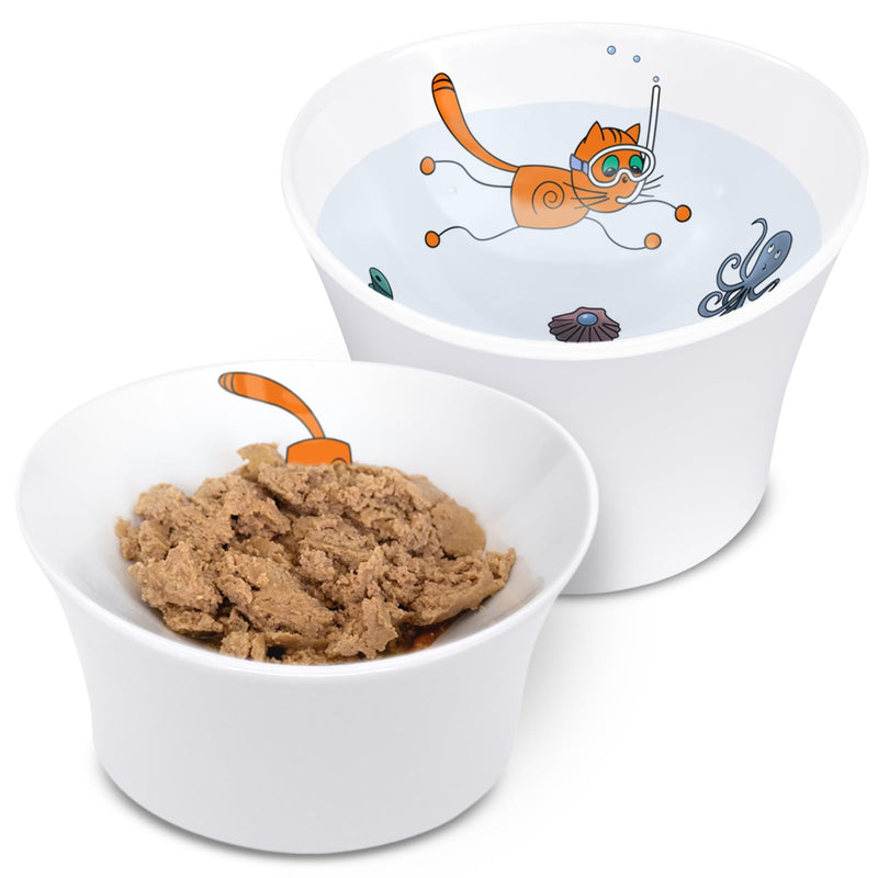 Raised Cat Water Bowl for Whisker Fatigue - Tilted, Elevated Cat Bowl Pedestal; Food-Grade Melamine; Anti-Spill, Durable & Dishwasher Safe (Original) - PawsPlanet Australia